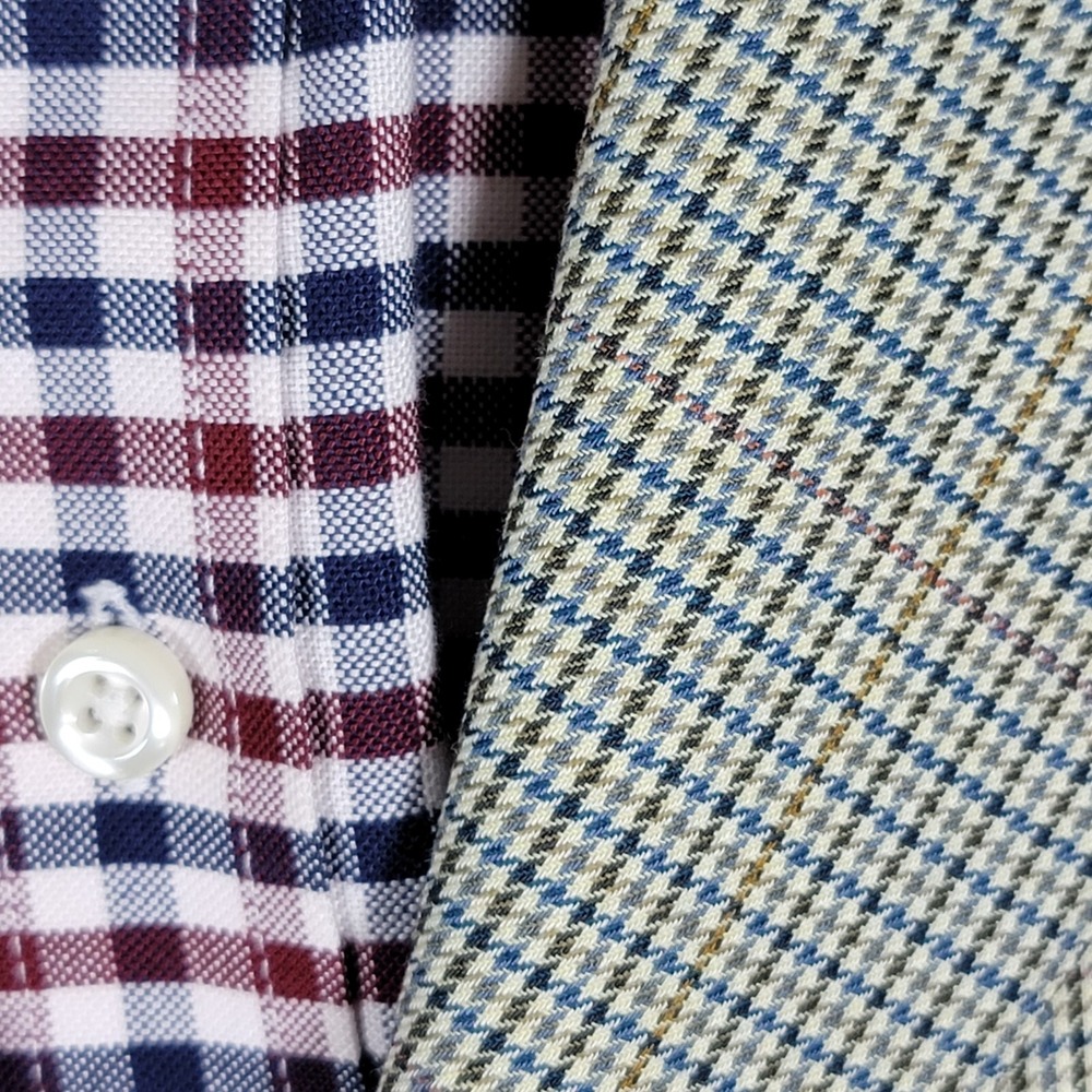 Canali Modello AL 1330/00 Mens Sport Coat 3 Button Multi Color Houndstooth 42R - Picture 6 of 16